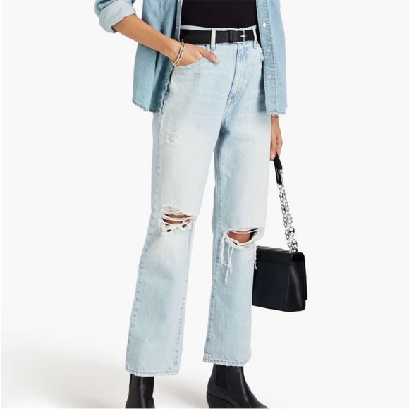 SLVRLAKE London Ankle High Rise Straight Leg Distressed Jeans 28 - Picture 1 of 5